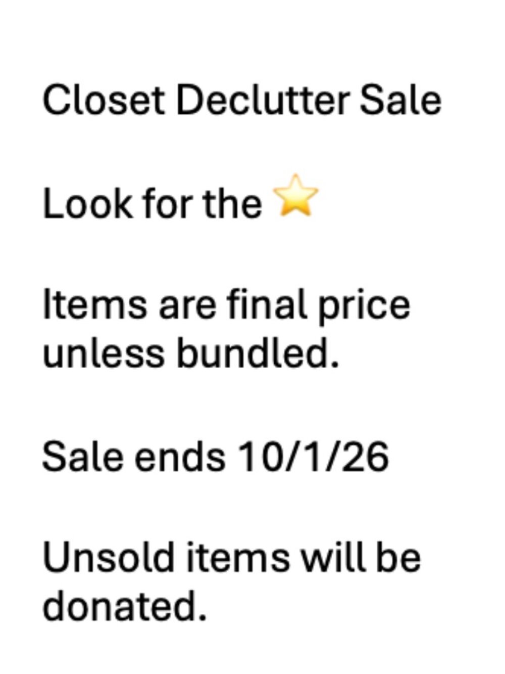 Closet Declutter Sale